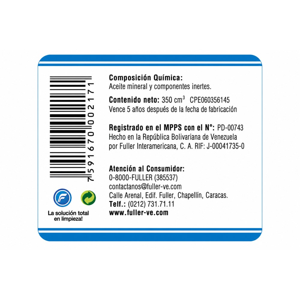 Otro lado del empaque de Tratamiento para Madera Maderol Fuller - 350 cc