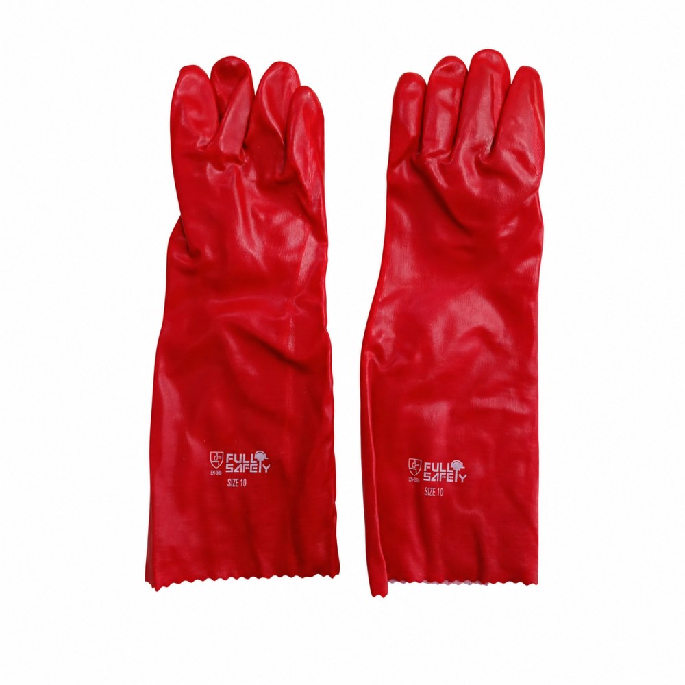 Guantes de PVC Para Manipulación de Ácidos Talla 10 - Rojo