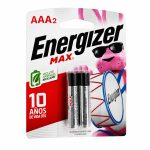 Frente del empaque de Pilas Alcalinas Energizer Max AAA - 2 Pilas