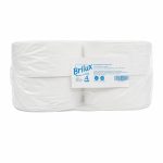 Otro lado del empaque de Papel Higiénico Institucional Brilux 4 Rollos Doble Hoja - 250 Metros