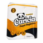 Frente del empaque de Papel Higiénico Caricias Premium 4 Rollos
