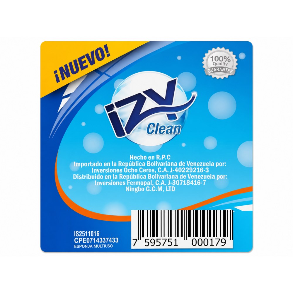 Otro lado del empaque de Esponja Multiuso Dorada IZY Clean