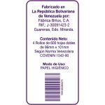 Otro lado del empaque de Papel Higiénico Brilux Tessa 600 Hojas Dobles - 4 Rollos