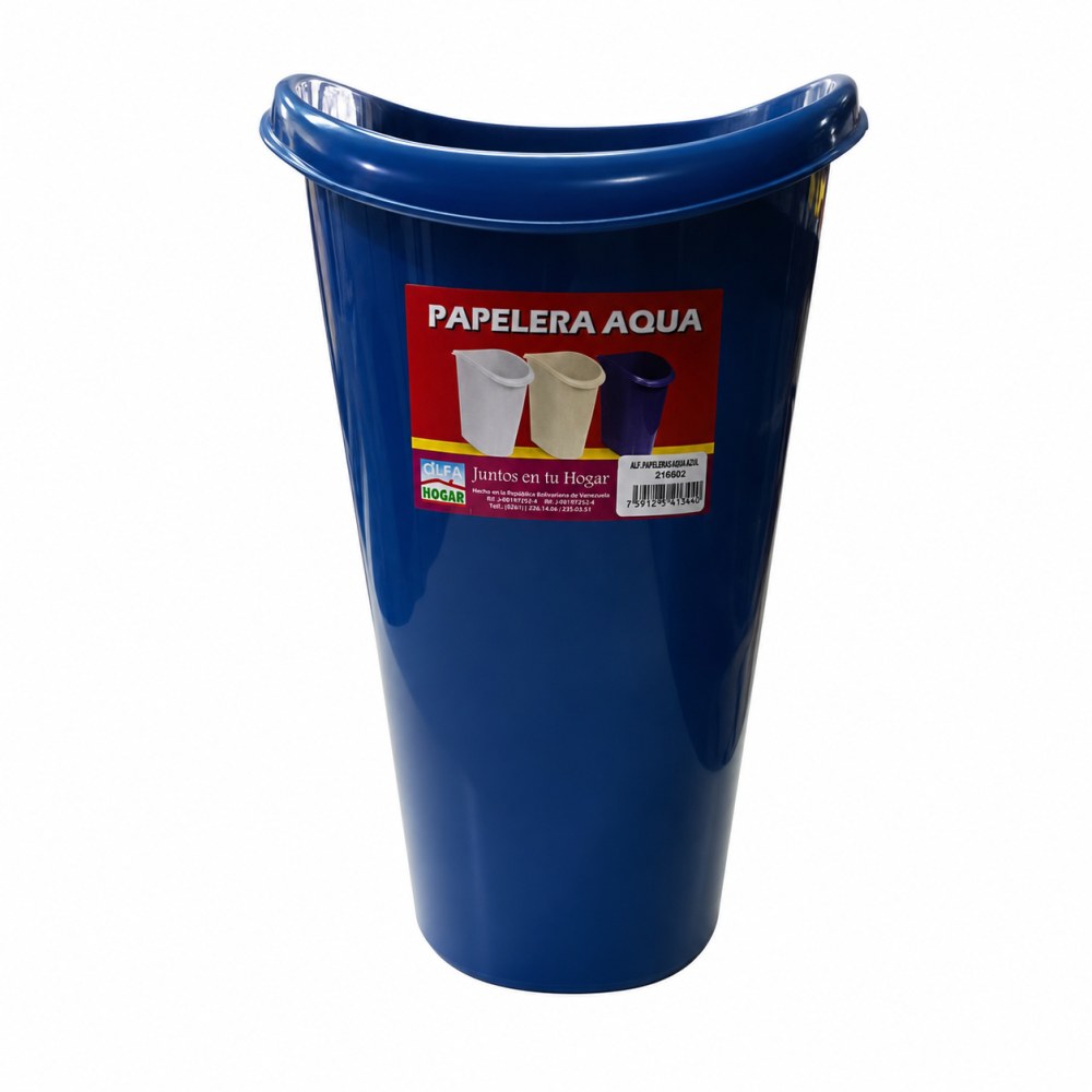 Papelera Aqua Azul Alfa Hogar