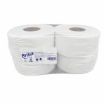 Otro lado del empaque de Papel Higiénico Institucional Brilux 4 Rollos Hoja Sencilla - 250 Metros