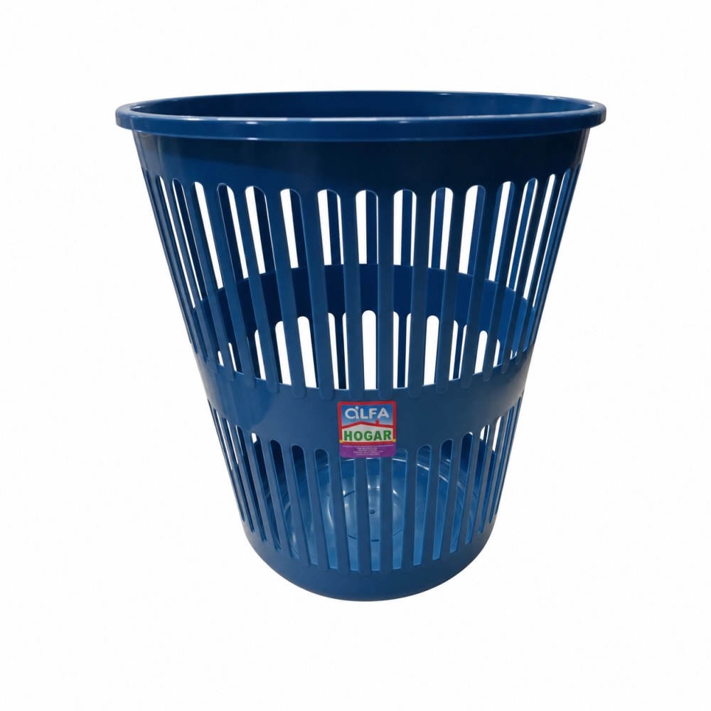 Papelera Plástica Calada Azul Alfa Hogar