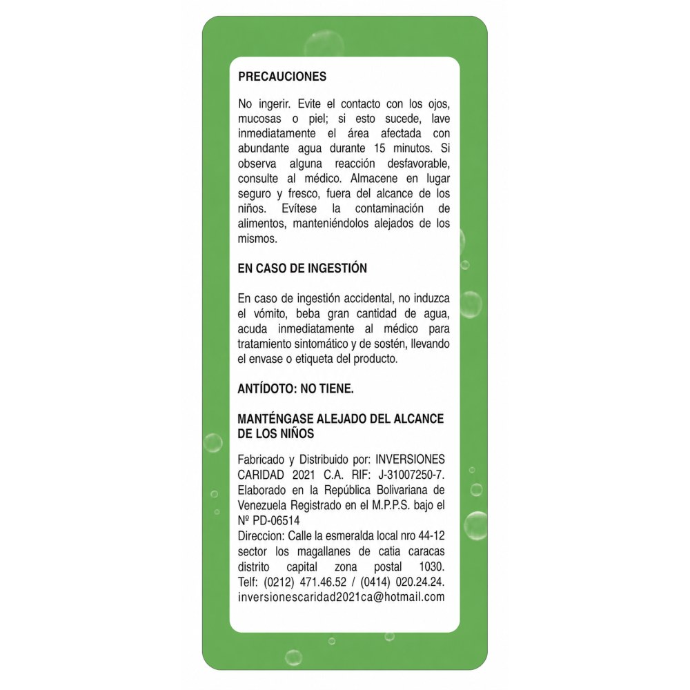 Otro lado del empaque de Jabón Multiuso Carol Fresh Clean Limón - 3.785 Litros