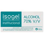Otro lado del empaque de Isogel Alcohol 70% V/V Institucional