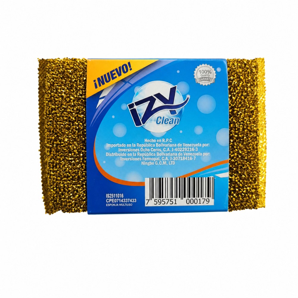 Otro lado del empaque de Esponja Multiuso Dorada IZY Clean